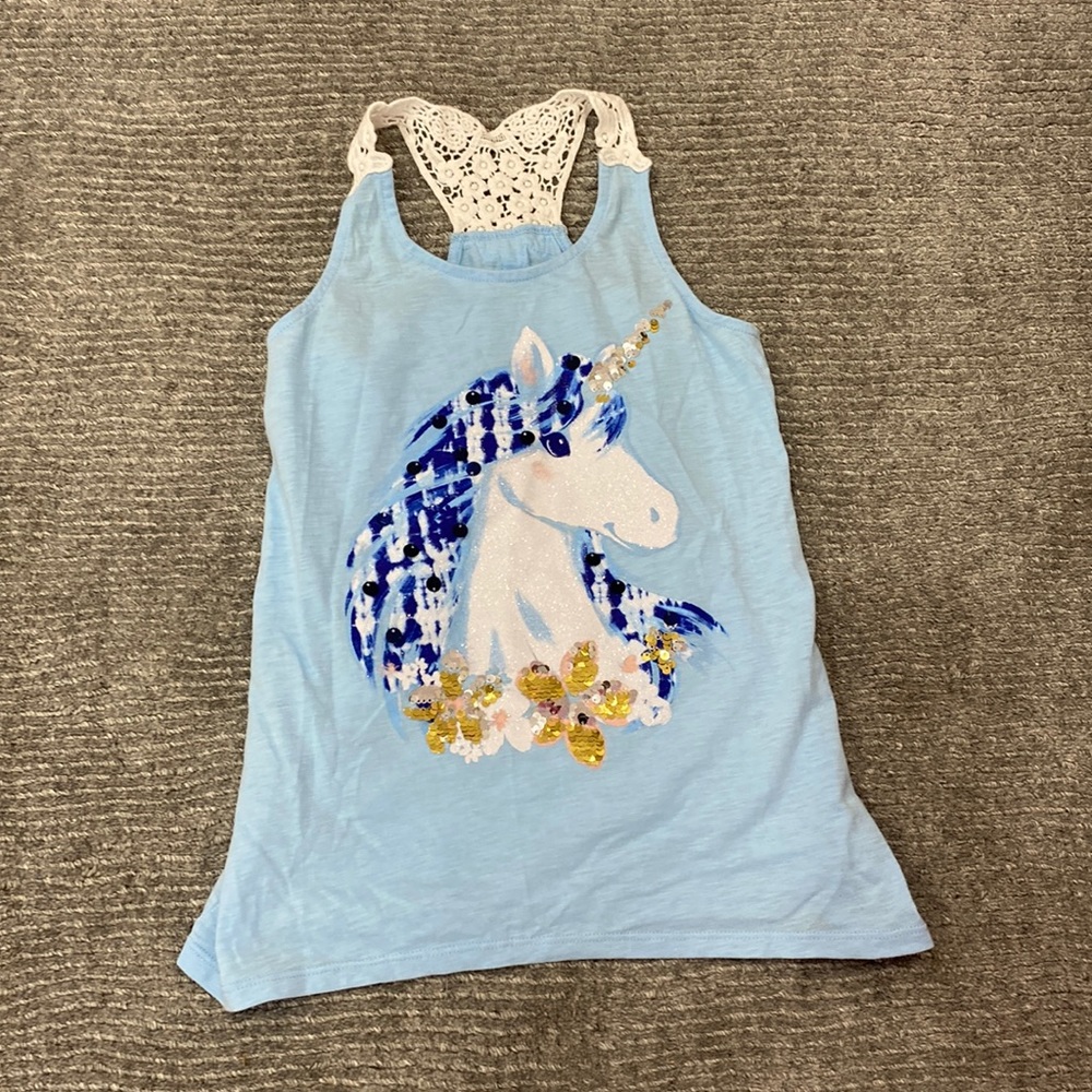 Baby blue unicorn printed tank top